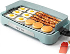 Cleansnap Everyday Electric Griddle,The Ultimate Gift for Family Feasts - 20” Nonstick Grill with Foldable Anti-Mess Shield, Rapid 1700W Heat & PPG Ceramic Coating, Dishwasher Safe, Saga Blue