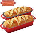 Flavehc Bread Pan Cast Iron Loaf Pan with Lid Bread Loaf Pan 13x5 Inch Enameled Cast Iron Sourdough Bread Pan,Red