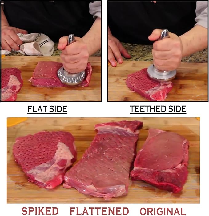 Reversible Meat Tenderizer and Pounder Dual Sided Meat Tenderizer Mallet Marinating Prep Tool