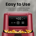CHEFMAN 2 Qt Mini Air Fryer – Digital Space-Saving Compact Air Fryer with Nonstick and Dishwasher Safe Basket, Quick & Easy Meals in Minutes, Features Digital Timer and Shake Reminder – Red
