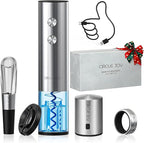 CIRCLE JOY Electric Wine Opener Rechargeable 5-in-1 Stainless Steel Wine Bottle Opener Premium Gift Set with Foil Cutter, Wine Aerator Pourer, Wine Drip Ring & Vacuum Stopper for Wine Lovers