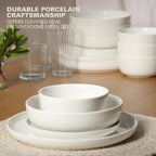 Gibson Home 16 Piece Ceramic Dinnerware Set for 4 – White Plates & Bowls