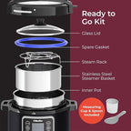 Mueller 6 Quart Pressure Cooker 10 in 1, Cook 2 Dishes at Once, Tempered Glass Lid incl, Saute, Slow Cooker, Rice Cooker, Yogurt Maker and Much More