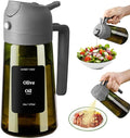 SWEET VIEW Olive Oil Dispenser and Oil Sprayer – 16oz/470ml Glass Light-Proof Oil Pourer for Kitchen, Air Fryer, Cooking, Salad, and BBQ