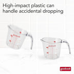 GoodCook Everyday 2-Cup Measuring Cup Liquid Measuring with Ounces and Milliliters Markings Tapered Pour Spout Easy-to-Read Lines Comfortable Handle for Precise Measuring, Clear
