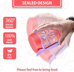 10oz Soup Thermo for Hot Food Kids,Lunch Thermo Kids Food Jar with Spoon Hot Insulated Food Containers,Leak Proof Stainless Steel Wide Mouth Lunch Thermo Jar for School(Pink-Unique Horse)