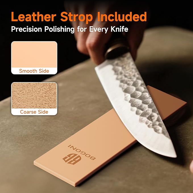 Rolling Knife Sharpener, Diamond & Ceramic Disc, 15° & 20° Magnetic Angle, Fast & Safe for Any Hardness, Sharpening Kit for Kitchen & Pocket Knives, Razor-Sharp Edge, Leather Strop, Premium Kit