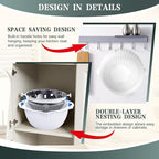 4-1 Colander with Bowl Set - Rotatable Colander for Kitchen(Patented) - Strainers and Colanders - Pasta Strainer with New Upgraded Graters for Fruit Veggie Fun Kitchen Presents - White