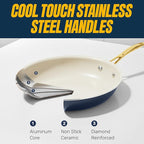 Gotham Steel 20pcs Pots and Pans Set Non Stick Ceramic Cookware Set with Deep Frying Pan Set & 6pc Knife Set, Improved Ti-Cerama Coating Made without PFOA PFOS Lasts 2x Longer, Oven & Dishwasher Safe