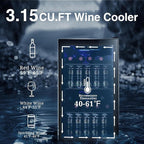 Antarctic Star Wine Cooler 26 Bottle Mini Fridge Drink Refrigerator Small Beer Soda Glass Door Quiet Compressor Freestanding 3.15 Cu.Ft
