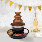 3 Tier Chocolate Fondue Fountain, 40W Stainless Steel Chocolate Fondue Fountain Machine Electirc Chocolate Fondue Set with Fruit Plate for Birthday Party Wedding Celebration