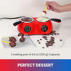 Total Chef Chocolate Melter Pot with 100+ Piece Accessory Kit 17.6 oz (500 g) Capacity Perfect for Fondue Set Dual Melting Pots Candy Making and Desserts Ideal for Celebrations Date Nights Red