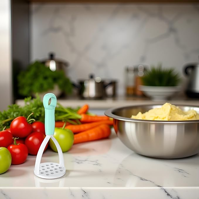 1Pc Random Color Manual Silicone Potato Masher, Cooking Utensils Masher, Mini Potato Masher for Non-Stick Cookware，Potato Mashers，Fruit and Vegetable Tools
