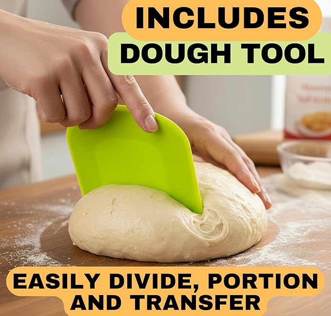 16 inch Baking Stone For Oven - Round Pizza Stone with Handles and Dough Tool - Baking Stone for Bread - Pizza Stones for Oven and Grill - Cooking Gifts for Food Lovers