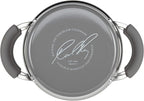 Rachael Ray Brights Sauce Pot/Saucepot with Steamer Insert, 3 Quart, Two-Tone Sea Salt Gray