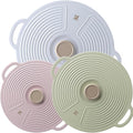 Silicone Lids for Bowl 3 Pack, Microwave Splatter Cover with 3 Sizes Reusable Heat Resistant Lids Fits Bowls, Plates, Pots, Pans, Skillets, Stove Top, Oven, Fridge Dishwasher Safe