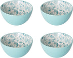 Pfaltzgraff Venice 16-Piece Stoneware Dinnerware Set, Service for 4, Aqua and White Color Combination, Durable and Chip Resistant, Microwave Safe