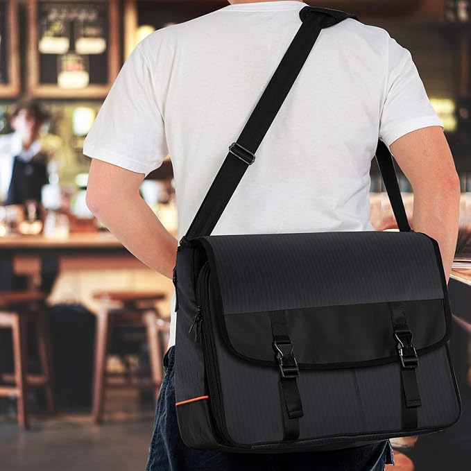 CURMIO Bartender Bag, Travel Bag for Bar Tools Set, Bartender Kits Storage with Padded Compartments for Wine Bottles, for Home Indoor Outdoor Patio Party, Black (Bag ONLY)