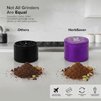 HerbSaver 2.5 Inch Aluminum Spice Grinder – Manual Kitchen Grinder with Sharp Teeth, Magnetic Lid, Matte Finish for Pepper, Salt and Seasonings (Purple)