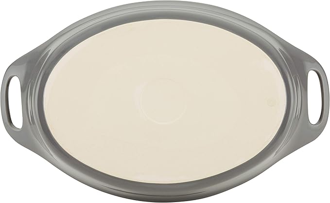 Rachael Ray Solid Glaze Ceramics Bakeware / Baking Pan, Oval - 2.5 Quart, Gray