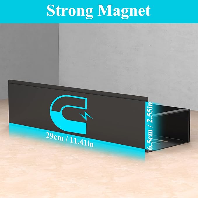 HuggieGems Metal 4 Pack Magnetic Spice Storage Rack Organizer for Refrigerator and Oven, Black Fridge Organizers and Storage