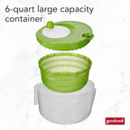 GoodCook Deluxe Salad Spinner - 5 Qt. Capacity, Easy Turn Knob, Built-In Pour Spout, Multi-Use Basket, Durable and Dishwasher Safe, Large Salad Spinner, Kitchen Essentials