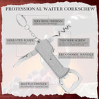 Ziliny 24 Pcs Bottle Opener Keychain Bulk Wine Bottle Beer Opener Keychain 3.27" Stainless Steel Corkscrew Waiter Corkscrew Wine Keyring Gifts for Christmas Bar Party Wedding Home (Silver)