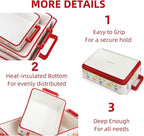 WRINGKIT Set of 3 Ceramic Baking Dishes, Rectangular Casserole Dish for Oven, Ceramic Bakeware Lasagna Pan Deep with Handles for Cooking, Baking, Wedding Gift, 3 Sizes (12''/10.7''/7.7''), Red