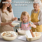 Dimpola Banneton Bread Proofing Basket Banneton Basket Set Sourdough Proofing Basket Round Proofing Bowls Handmade Rattan Baskets and Liners (Round of 1 Gift Set)