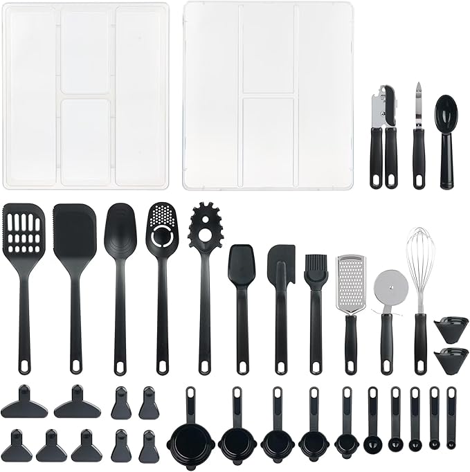 36-Piece Kitchen Gadget Set with Cooking Utensils & Drawer Organizer, Non-Stick Safe Tools for Everyday Cooking, Complete Kitchen Essentials