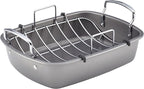 Circulon Total Bakeware Nonstick Roaster, Roasting Pan with Rack, 17-Inch x 13-Inch, Gray