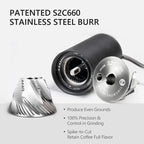 TIMEMORE Chestnut C3S Manual Coffee Grinder, Stainless Steel S2C Conical Burr Coffee Grinder, Hand Coffee Grinder, Adjustable Grind Setting for Travel/Camping/Home, Black