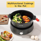 Food Party Hot Pot Electric Hotpot Separable Shabu Shabu Pot with Divider Hotpot Cooker Electric Dual Sided 110V 1350W Non-Stick 4L Fondue Pot for 2-6 People