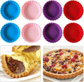 Silicone Quiche Pan, 8 Pack Silicone Tart and Pie Molds, Round 4 Inch Non-stick Mini Quiche Molds Small Pie Baking Pan Tart Molds DIY Baking Pies/Tarts/Mousse Cakes, Random Color