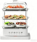 Electric Food Steamer, 32L 3-Tier Square Steamer, Food-Grade & Dishwasher-Safe, Juice Tray, 6 Preset Programs for Meat/Fish/Seafood/Grains, 10s 3D Steam, 12H Delay Start, Baby Food Steamer Pot