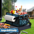 Lorbro Grill Caddy, BBQ Caddy with Paper Towel Holder, Portable Picnic Basket for Utensil and Condiment, Barbecue Grilling Tool Accessories Storage Organizer for Outdoor Griddle, Tailgate, Camping, RV