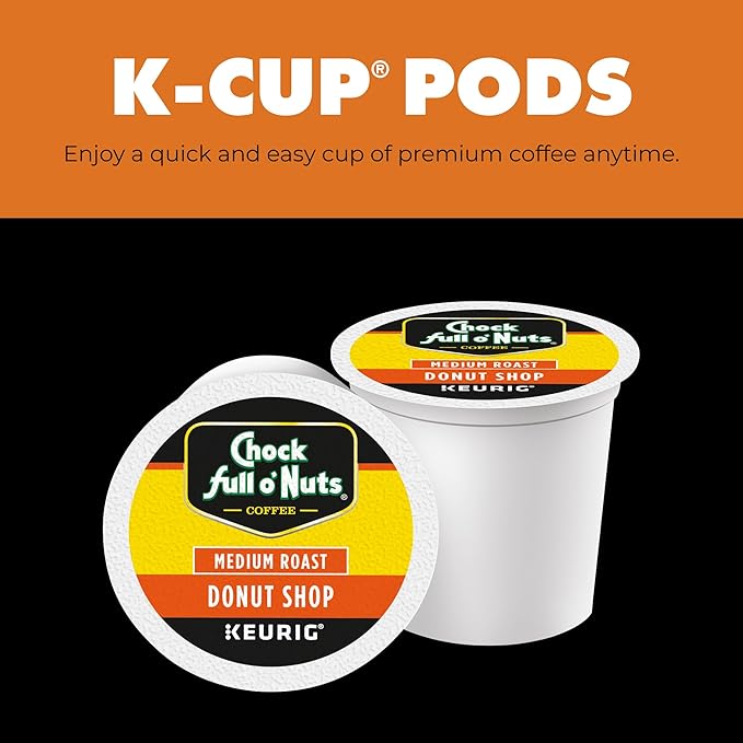 Chock Full o'Nuts Donut Shop Coffee, Compatible with K-Cup Pods, 12 CT (Pack of 6)