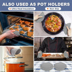 Walfos Silicone Trivet Mats - 4 Heat Resistant Pot Holders, Multipurpose Non-Slip Hot Pads for Kitchen Potholders, Hot Dishers, Jar Opener, Spoon Holder, Food Grade Silicone & BPA Free (Round)