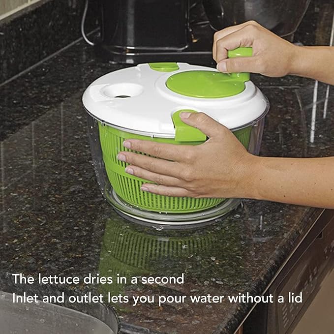 Salad Spinner Dryer Washer, Large Hand Crank Professional Kitchen Gadgets Salad Spinner Hand Cranking Multifunctional Vegetable Spinner Lettuce Greens Dryer Kitchen Tool