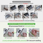 85Kpa Easy-Close Vacuum Sealing Machine Cordless Powerful Suction with 20 Pre-Cut Pouchses, Fully Automatic with No Lid Pressing Required - Compact Food Preservation for Home Use