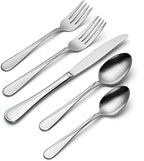 Oneida Silverware Set For 12, Flight 65-Piece Everyday Flatware Set with Serving Utensils, Service For 12, 18/0 Stainless Steel, Mirror Finish, Dishwasher Safe, Light Weight, Dining (Silver, 65 Piece)