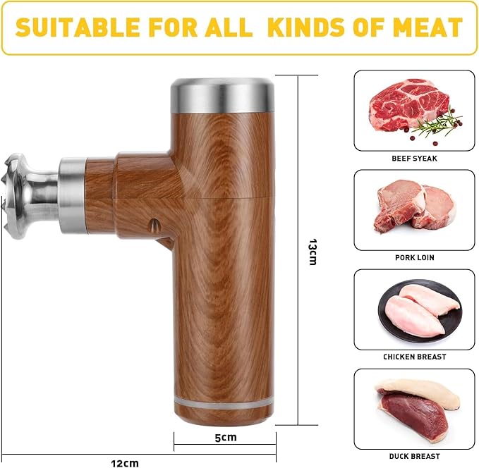 Electric Meat Tenderizer Tool,Cordless Meat Tenderizer Machine with 2 Stainless Steel Meat Mallet,Kitchen Essentials For Tenderizing Steak/Beef/Chicken Chops (brown) (N-09)