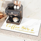 Findosom Dish Drying Mat, 12"x 20" Super Absorbent & Hide Stain Coffee Mat, Cuttable Drying Mat for Kitchen Counter, Coffee Bar Accessories, Under Dish Rack, Coffee Maker, Espresso Machine, White
