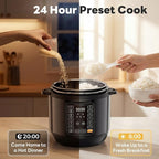 DUMOS Electric Pressure Cooker 16-in-1, 8QT Programmable Multi Cooker with 12 One-Touch Presets, Soup Steam Yogurt and More, Ceramic Inner Pot Delay Start & Keep Warm, Includes Recipe Guide, Black