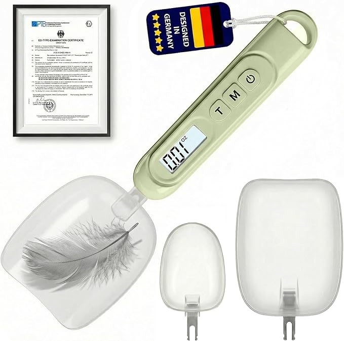 2026 Upgraded 2-In-1 Digital Measuring Spoon 【High-Precision 0.01oz/0.1g · Tested 10000+】 Baking Scale 【7-Unit】 Digital Kitchen Scale for Baking, Gram Scale for Weight Loss, Large & Small Scoop, Green
