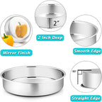 P&P CHEF 9.5 Inch Cake Pan Set of 2, Stainless Steel Round Baking Layer Cake Pans, Non Toxic & Healthy, Leak-proof & Easy Clean, Mirror Finish & Easy Releasing, Oven & Dishwasher Safe