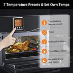 Digital Meat Thermometer for Oven, Food Thermometer with Large LCD, Backlight, Kitchen Timer, Temperature/Time Alarm for Smoker, BBQ, Barbecue, Cookware