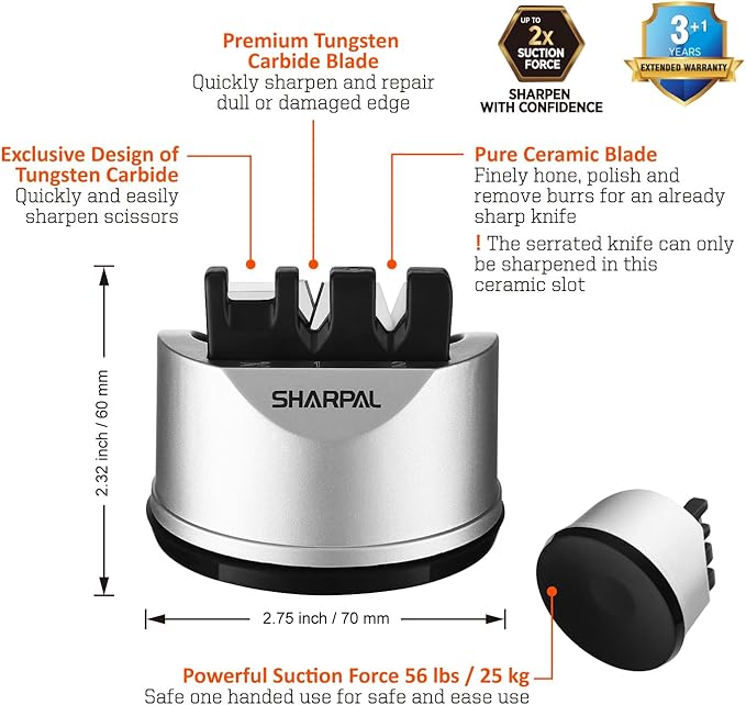 SHARPAL 191H Knife Scissors Sharpener | Repairs, Restores & Sharpens Straight, Serrated & Kitchen Knives – Versatile Sharpening Tool for Blades