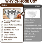 Colander, Strainer Bowl, Stainless Steel Colander, Rice Washing Bowl, Pasta Strainer & Vegetable Washer, Kitchen Strainer with Mixing Bowl for Draining, Food Prep, Dishwasher Safe, 4QT