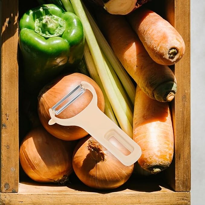 VICASKY 3pcs Melon Slicer and Vegetable Peeling Knives Set Stainless Steel Blades with Plastic Handles Multi-function Kitchen Gadget for Fruit and Vegetable Grating and Shredding